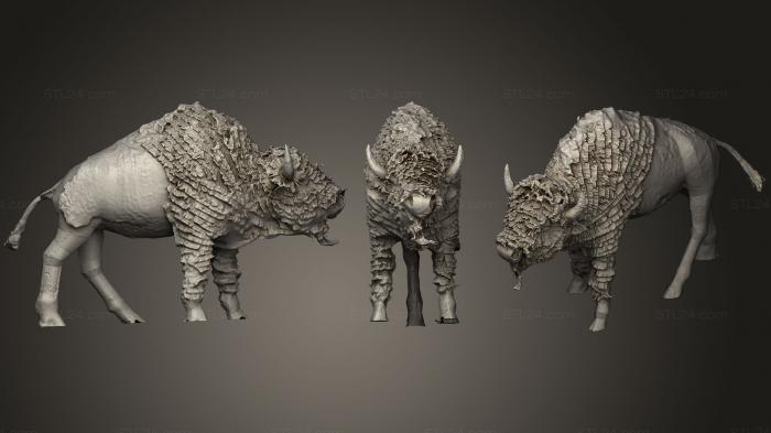 Статуэтки животных (Стальной бизон 2, STKJ_1550) 3D модель для ЧПУ станка